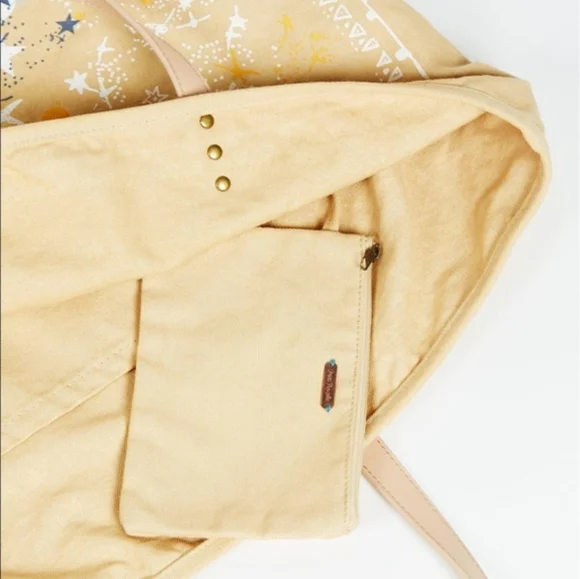 Free People Rosewood Tote Canvas Large Celestial Galaxy Print NWT - Picture 5 of 12